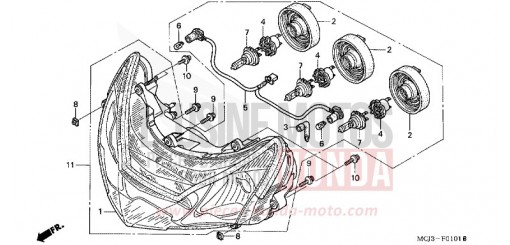 HEADLIGHT (CBR900RR2,3) CBR900RR2 de 2002